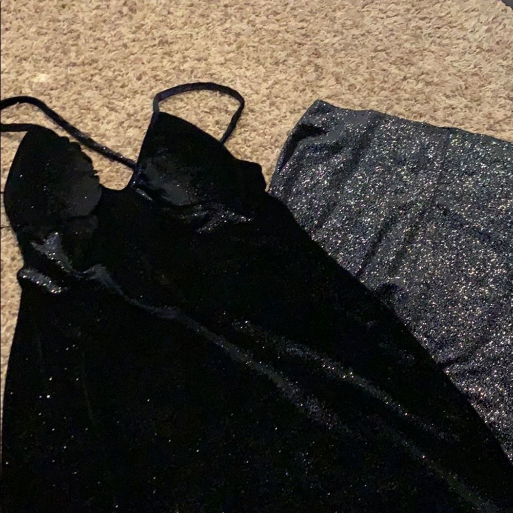 Super long beautiful black sparkly dress